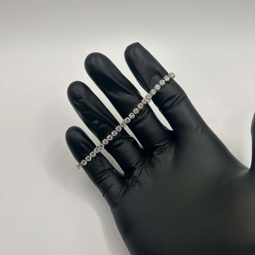 Gold Tone Cubic Zirconia Bolo Tennis Bracelet with Adjustable Slider Clasp